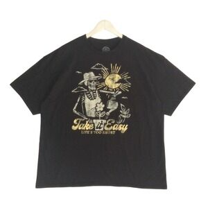 DXM Take It Easy Skeleton Graphic T-Shirt Mens 2XL Black Short Sleeve Cotton Tee